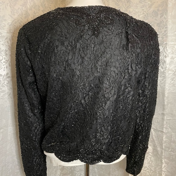 Brilliante by JA, evening black beaded jacket Sz L - Picture 4 of 8